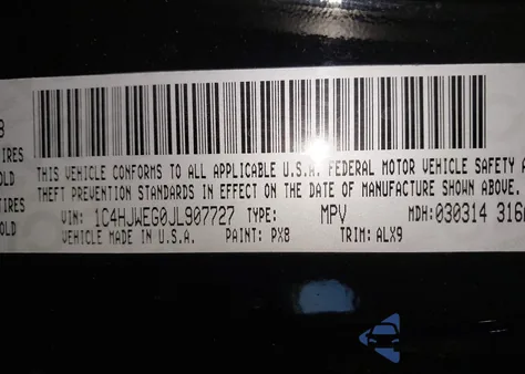 2018 Jeep Wrangler Jk Unlimited Sahara 4X4 z USA, uszkodzony, nr VIN 1C4HJWEG0JL907727